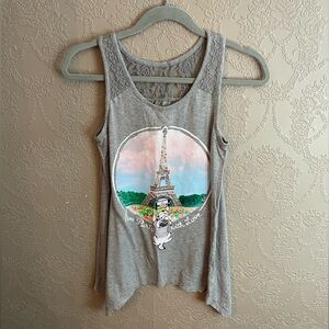 Justice kids grey Eiffel Tower tank top size 16 good condition